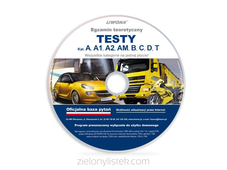 Testy DVD- Egzamin teoretyczny A,A1,A2,AM,B,C,D,T