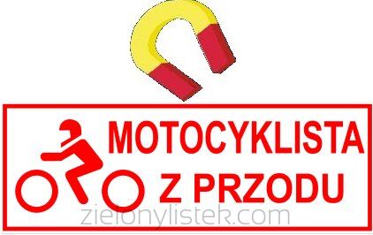 Naklejka magnetyczna Motocyklista z przodu <b> 28 x 9 </b> cm