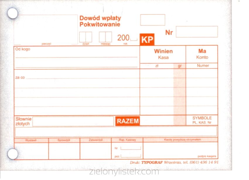 KP - Dowód wpłaty